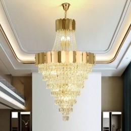 Lampă suspendată conică din cristal european