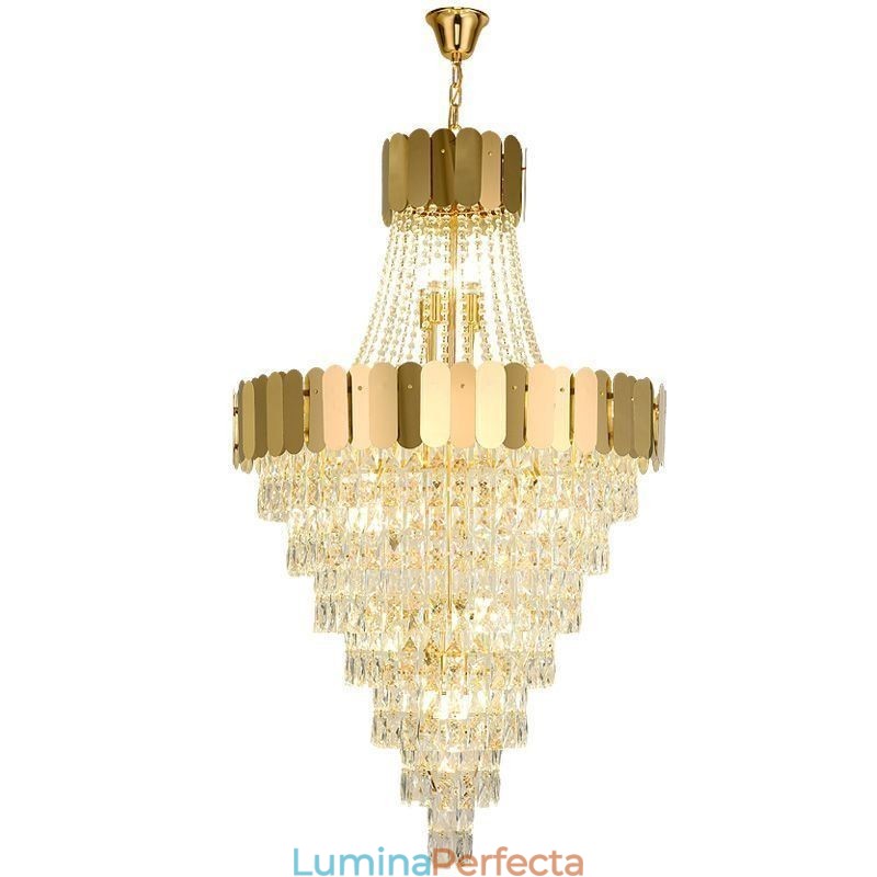 Lampă suspendată conică din cristal european