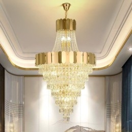 Lampă suspendată conică din cristal european