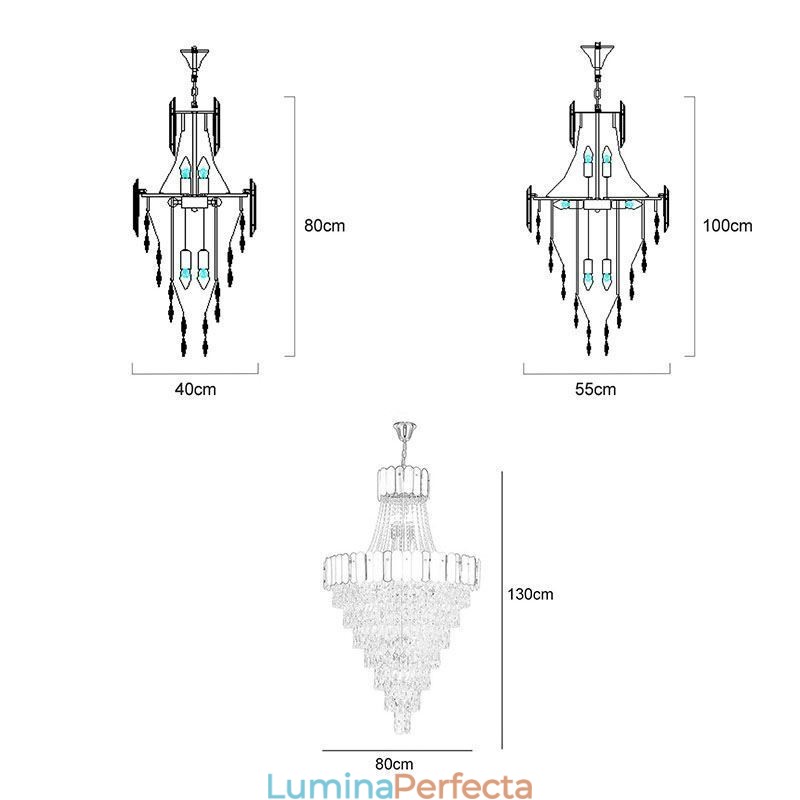 Lampă suspendată conică din cristal european