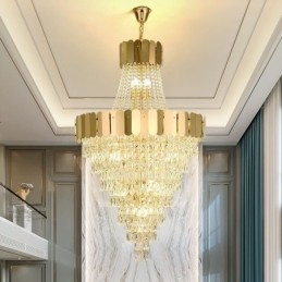 Lampă suspendată conică din cristal european