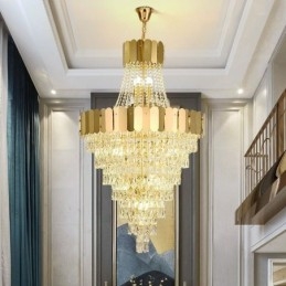 Lampă suspendată conică din cristal european