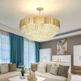 Plafoniera rotundă de cristal suspendată modernă