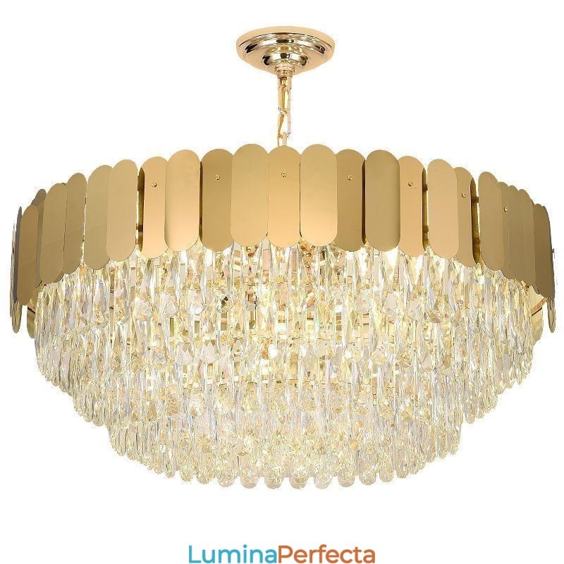 Plafoniera rotundă de cristal suspendată modernă