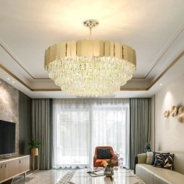 Plafoniera rotundă de cristal suspendată modernă
