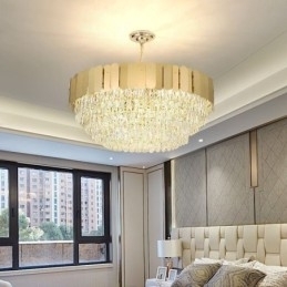 Plafoniera rotundă de cristal suspendată modernă