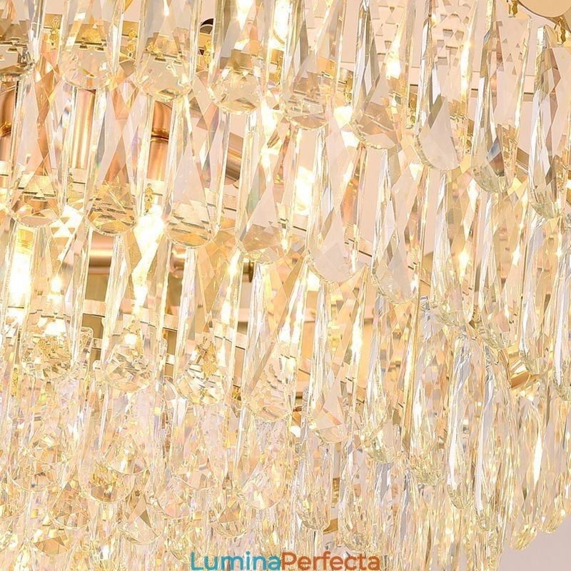Plafoniera rotundă de cristal suspendată modernă