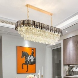 Lampă suspendată cu cristal K9 Lampă suspendată ovală de lux