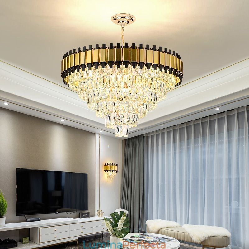 Lumină suspendată din cristal de lux Plafon rotund