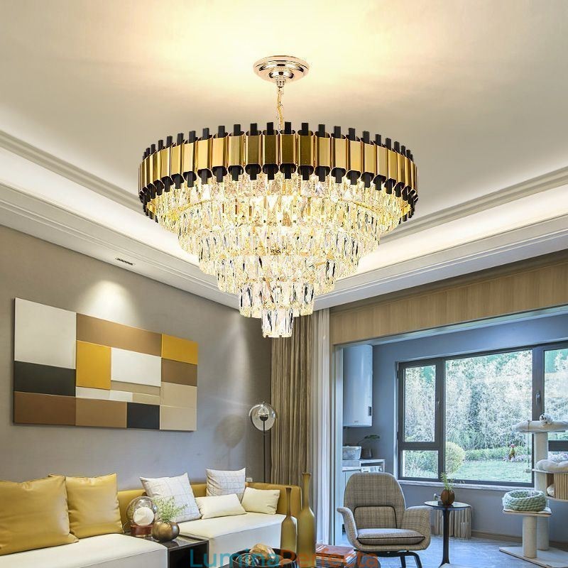 Lumină suspendată din cristal de lux Plafon rotund