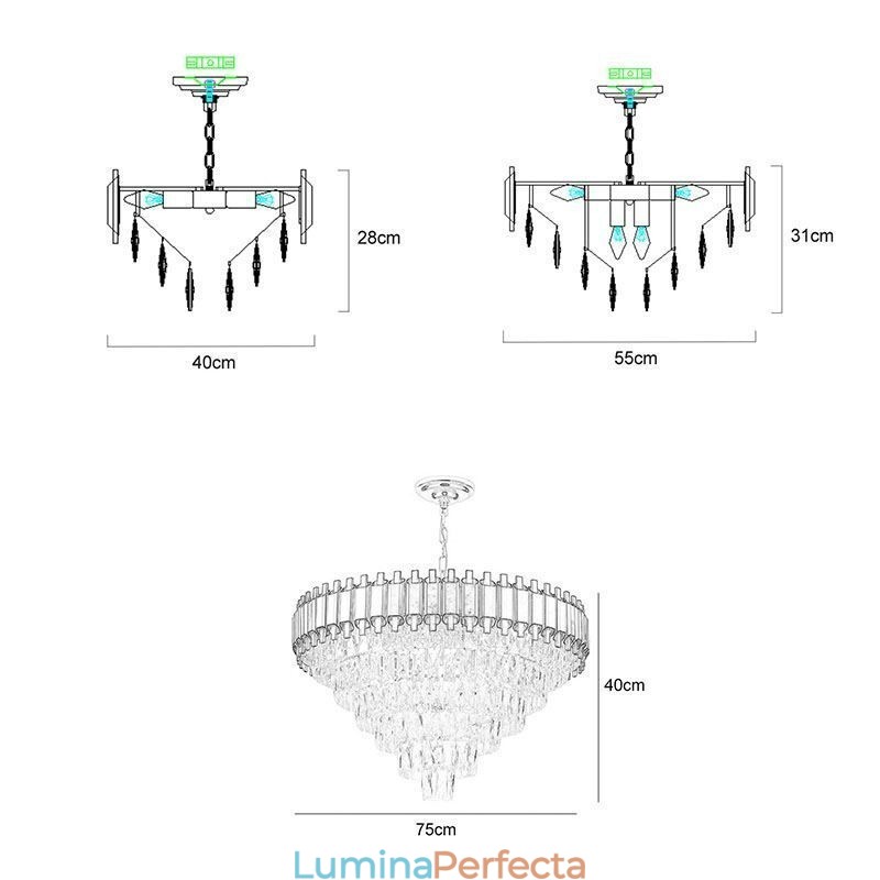 Lumină suspendată din cristal de lux Plafon rotund