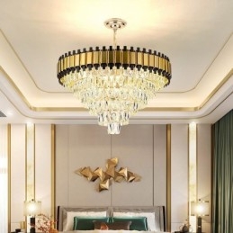 Lumină suspendată din cristal de lux Plafon rotund