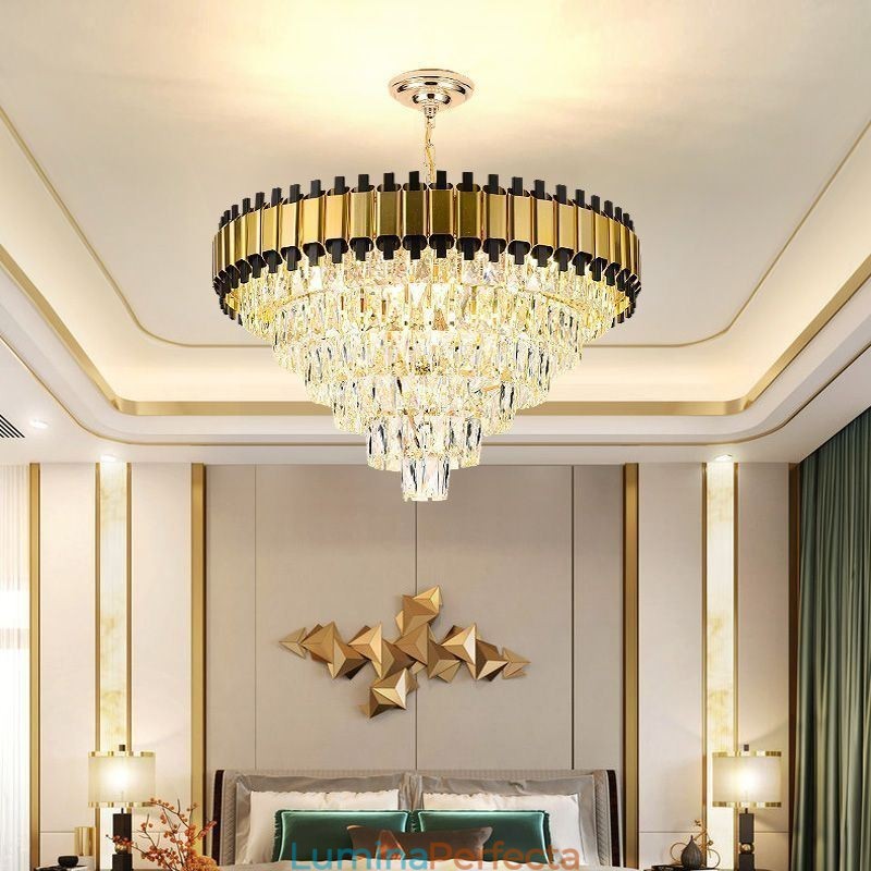 Lumină suspendată din cristal de lux Plafon rotund