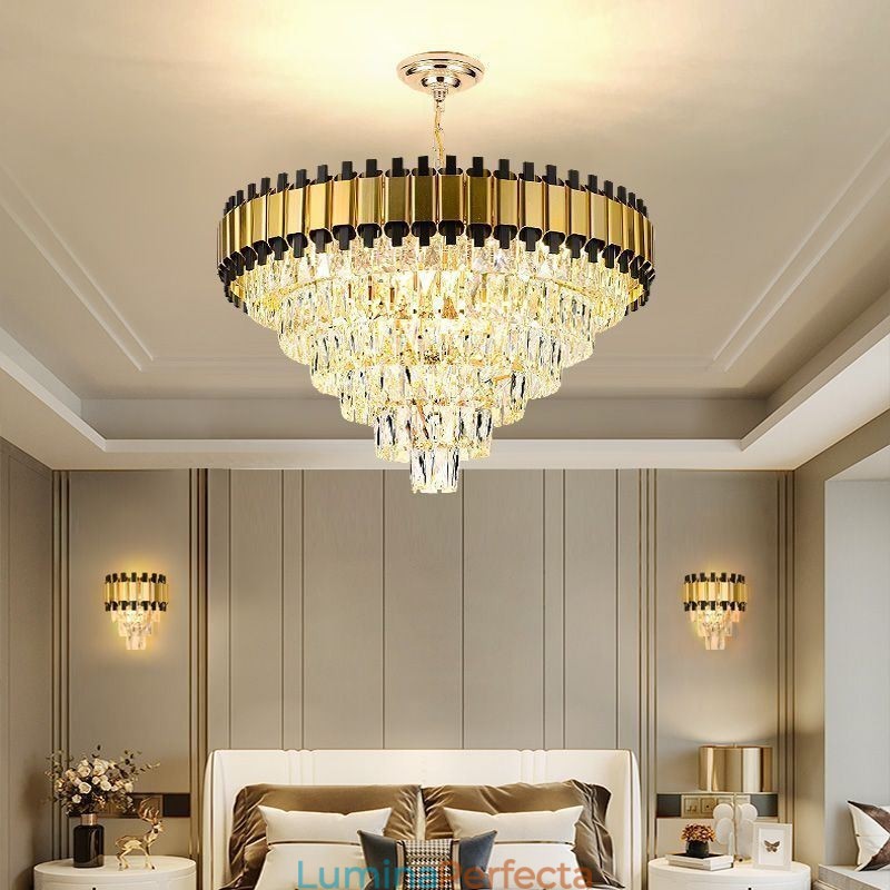 Lumină suspendată din cristal de lux Plafon rotund