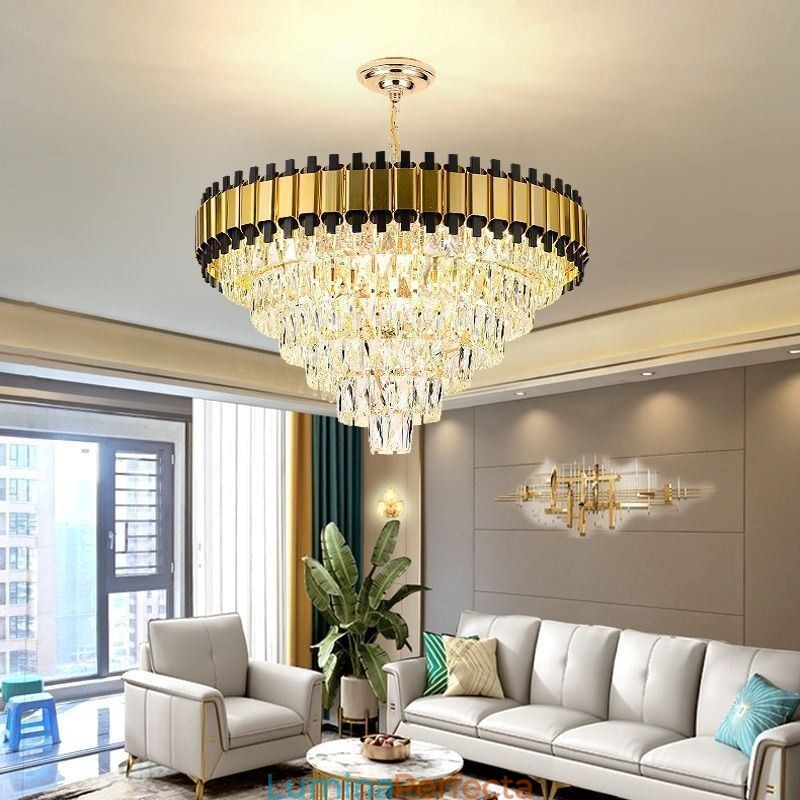 Lumină suspendată din cristal de lux Plafon rotund