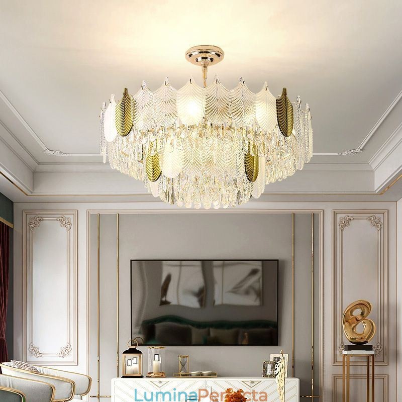 Plafoniera de lux Leaf Pendant din cristal