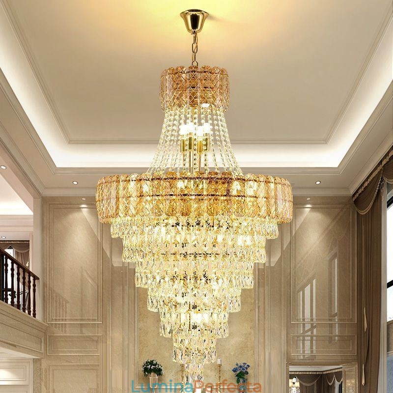 Plafoniera conică modernă, elegantă, din cristal