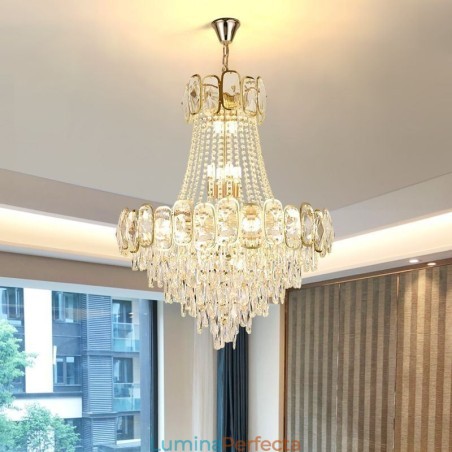 Lumină suspendată modernă din cristal Corp de iluminat rotund de tavan Lumină suspendată modernă din cristal Corp de iluminat rotund de tavan