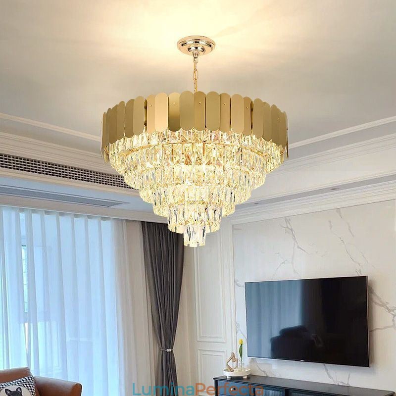 Lampă de tavan conică modernă elegantă din cristal
