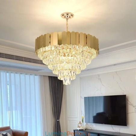 Lampă de tavan conică modernă elegantă din cristal