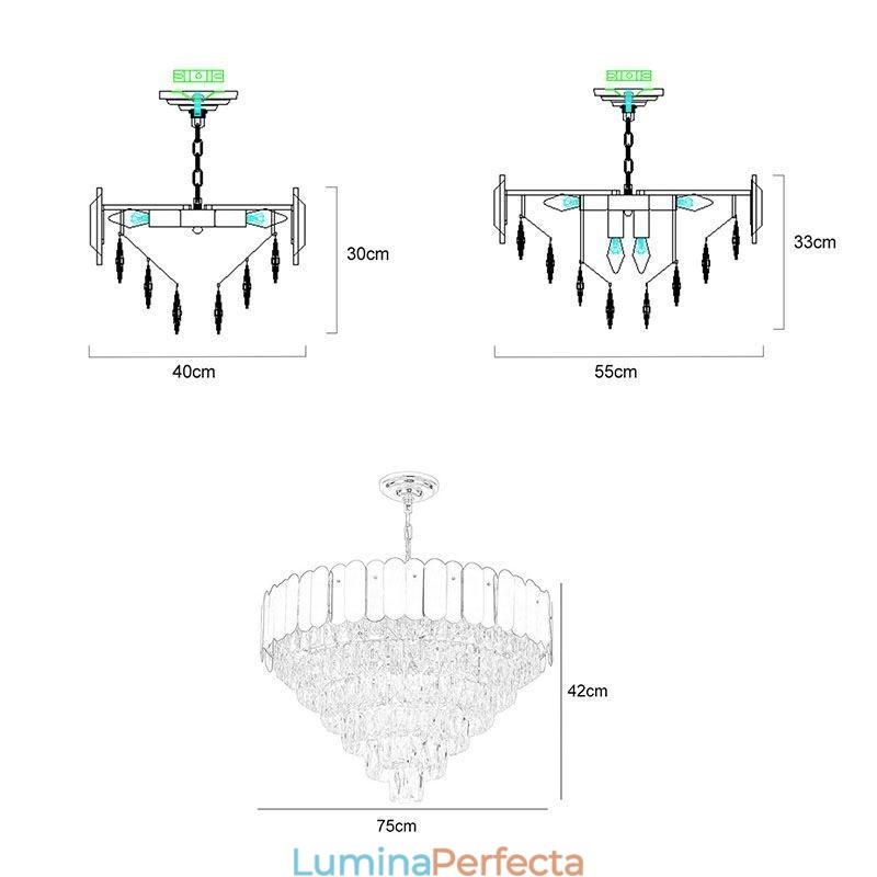Lampă de tavan conică modernă elegantă din cristal