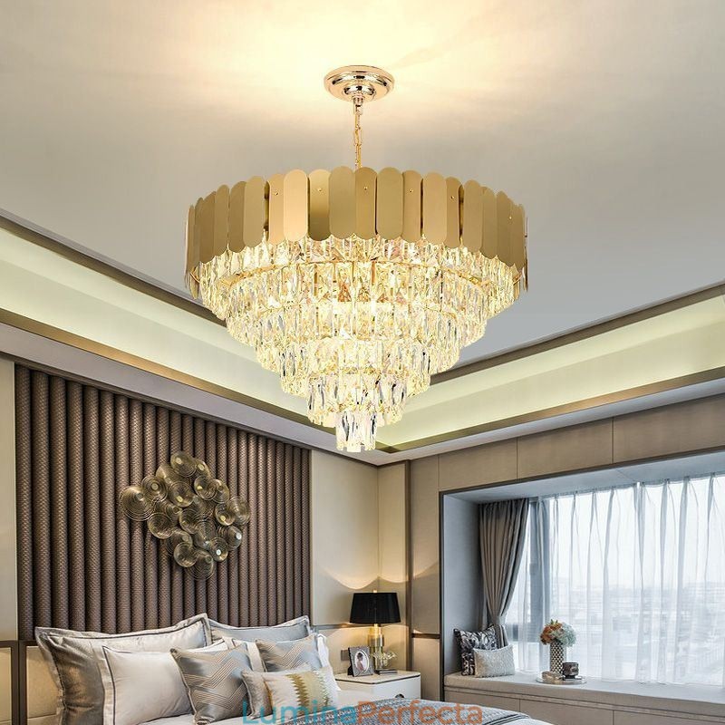 Lampă de tavan conică modernă elegantă din cristal