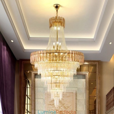 Plafoniera conică din cristal elegantă europeană Plafoniera conică din cristal elegantă europeană