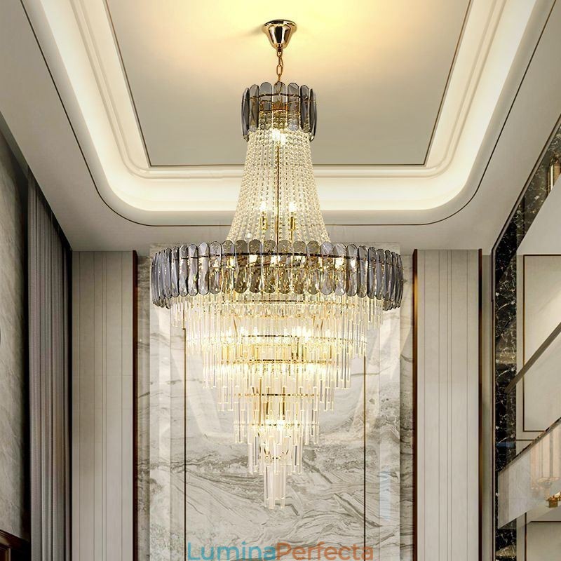 Plafoniera conică din cristal elegantă europeană