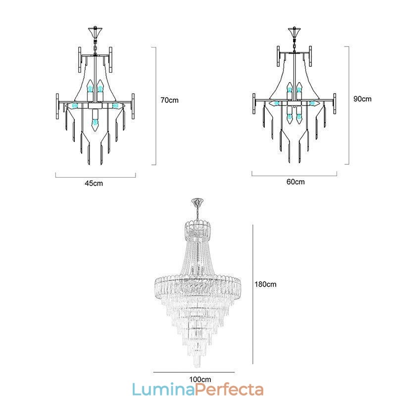 Plafoniera conică din cristal elegantă europeană