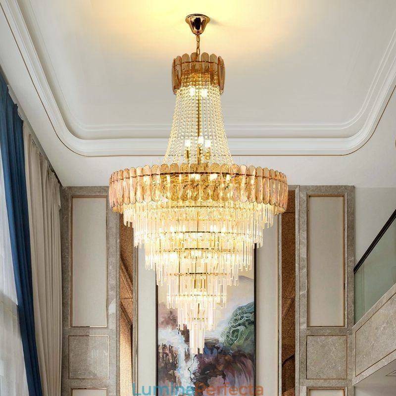 Plafoniera conică din cristal elegantă europeană