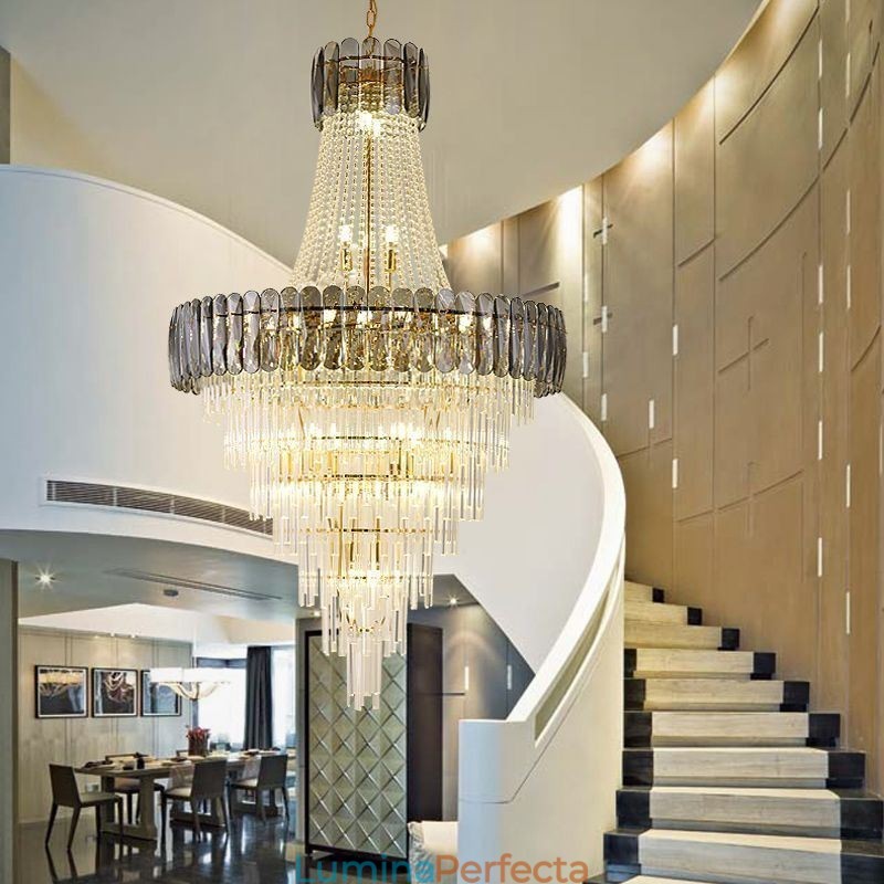 Plafoniera conică din cristal elegantă europeană