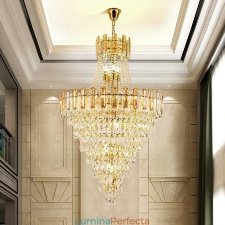 Lampă suspendată modernă, elegantă, din cristal, suspendată conică Lampă suspendată modernă, elegantă, din cristal, suspendată conică