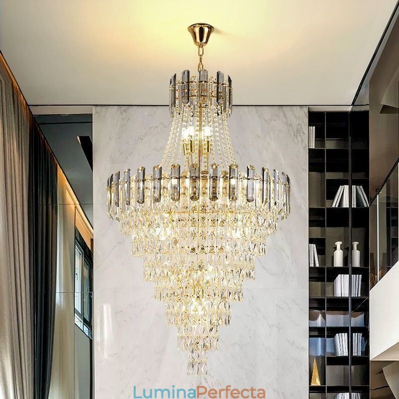 Lampă suspendată modernă, elegantă, din cristal, suspendată conică