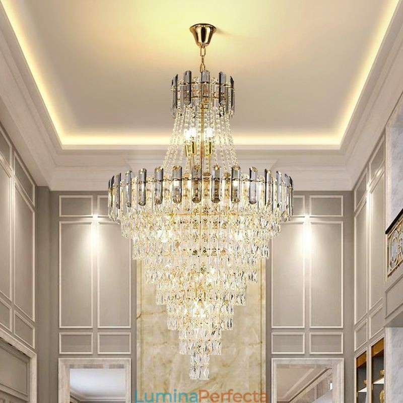 Lampă suspendată modernă, elegantă, din cristal, suspendată conică