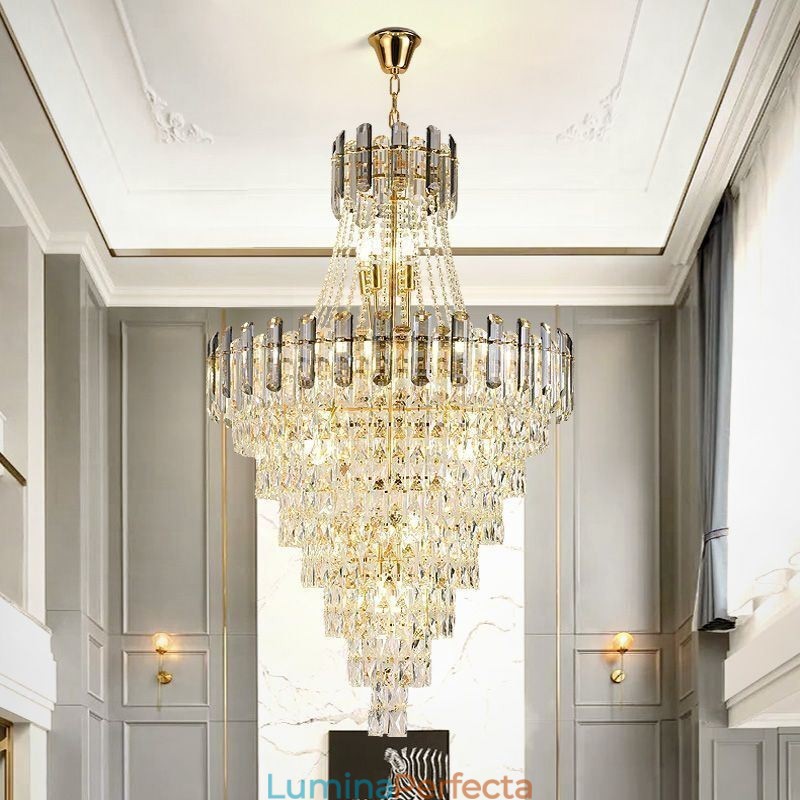 Lampă suspendată modernă, elegantă, din cristal, suspendată conică