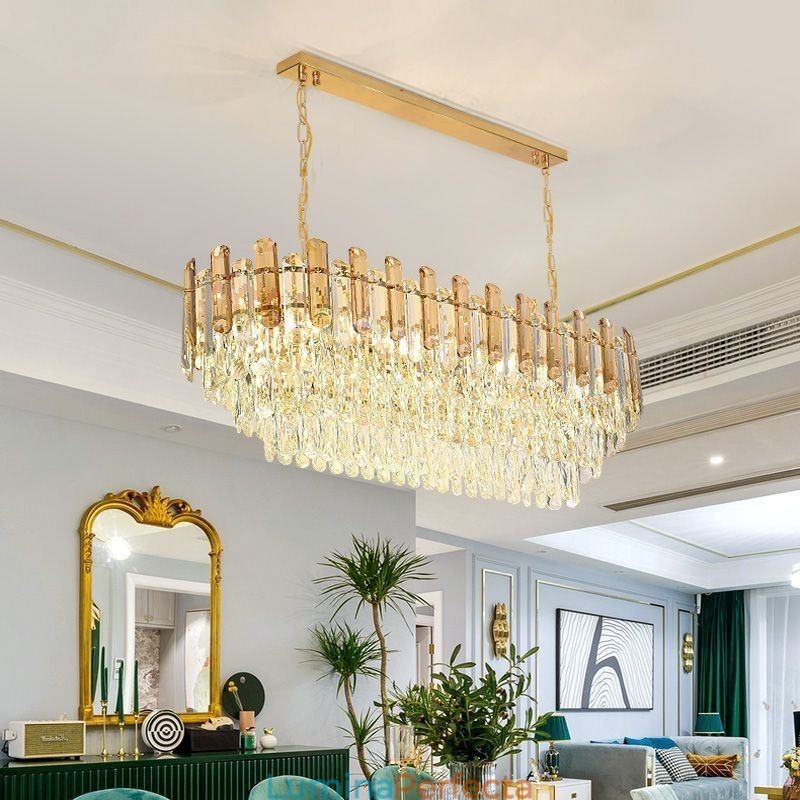 Plafoniera ovală modernă din cristal