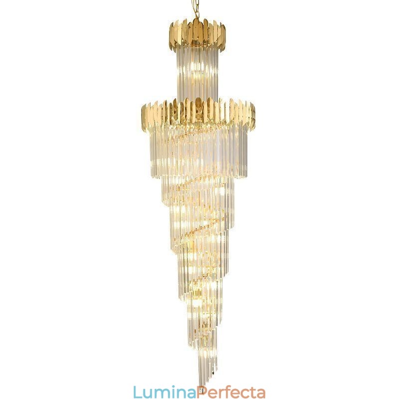 Lampă suspendată europeană Lumină suspendată din cristal Scări Foyerway