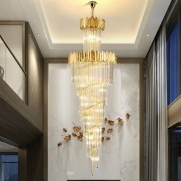 Lampă suspendată europeană Lumină suspendată din cristal Scări Foyerway