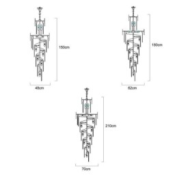 Lampă suspendată europeană Lumină suspendată din cristal Scări Foyerway
