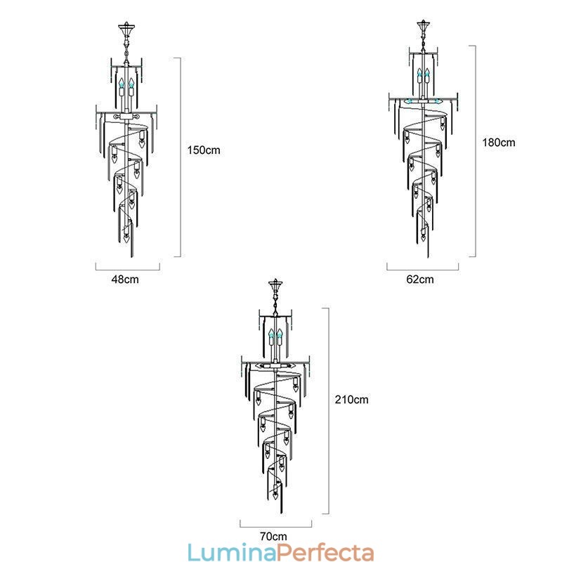 Lampă suspendată europeană Lumină suspendată din cristal Scări Foyerway