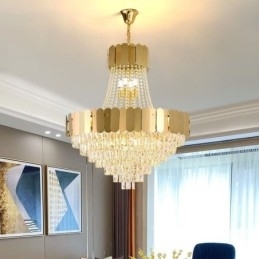 Plafoniera suspendată modernă Crystal Gold K9