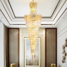 Lampă suspendată de tavan înalt de cristal european Scări