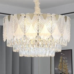 Lumină suspendată din cristal Corp de iluminat de tavan rotund din dantelă