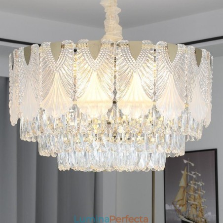 Lumină suspendată din cristal Corp de iluminat de tavan rotund din dantelă Lumină suspendată din cristal Corp de iluminat de tavan rotund din dantelă