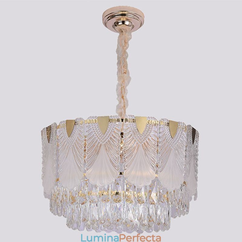 Lumină suspendată din cristal Corp de iluminat de tavan rotund din dantelă
