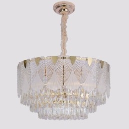 Lumină suspendată din cristal Corp de iluminat de tavan rotund din dantelă