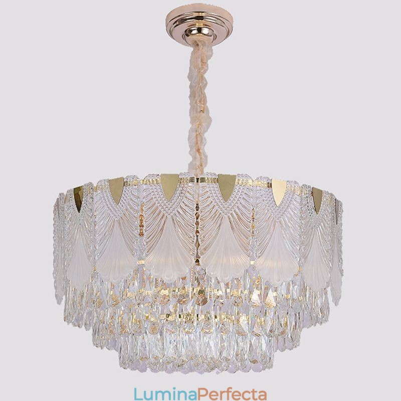 Lumină suspendată din cristal Corp de iluminat de tavan rotund din dantelă