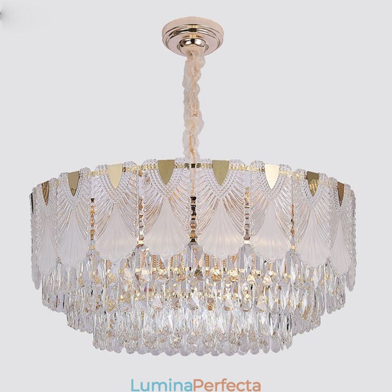 Lumină suspendată din cristal Corp de iluminat de tavan rotund din dantelă