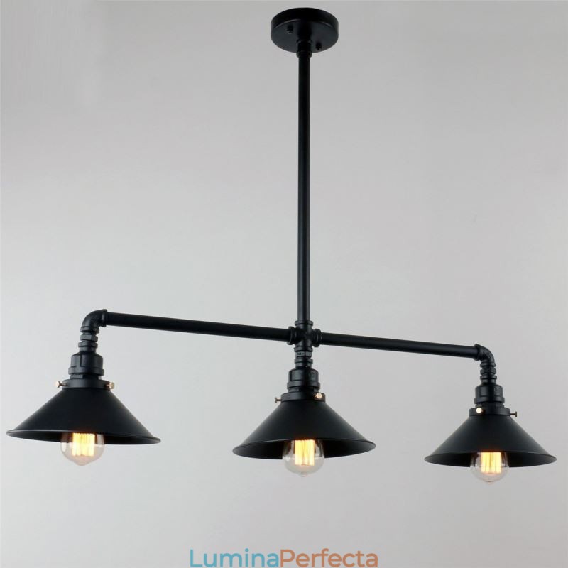 3 lumini retro industrial vintage țeavă de apă pandantiv candelabru în stil rustic rustic