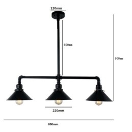 3 lumini retro industrial vintage țeavă de apă pandantiv candelabru în stil rustic rustic